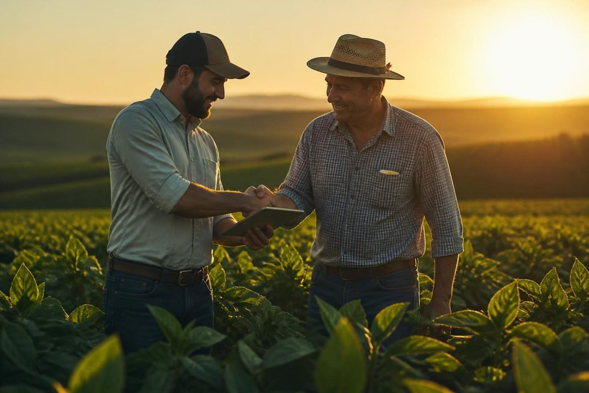 Agrônomo e produtor no campo