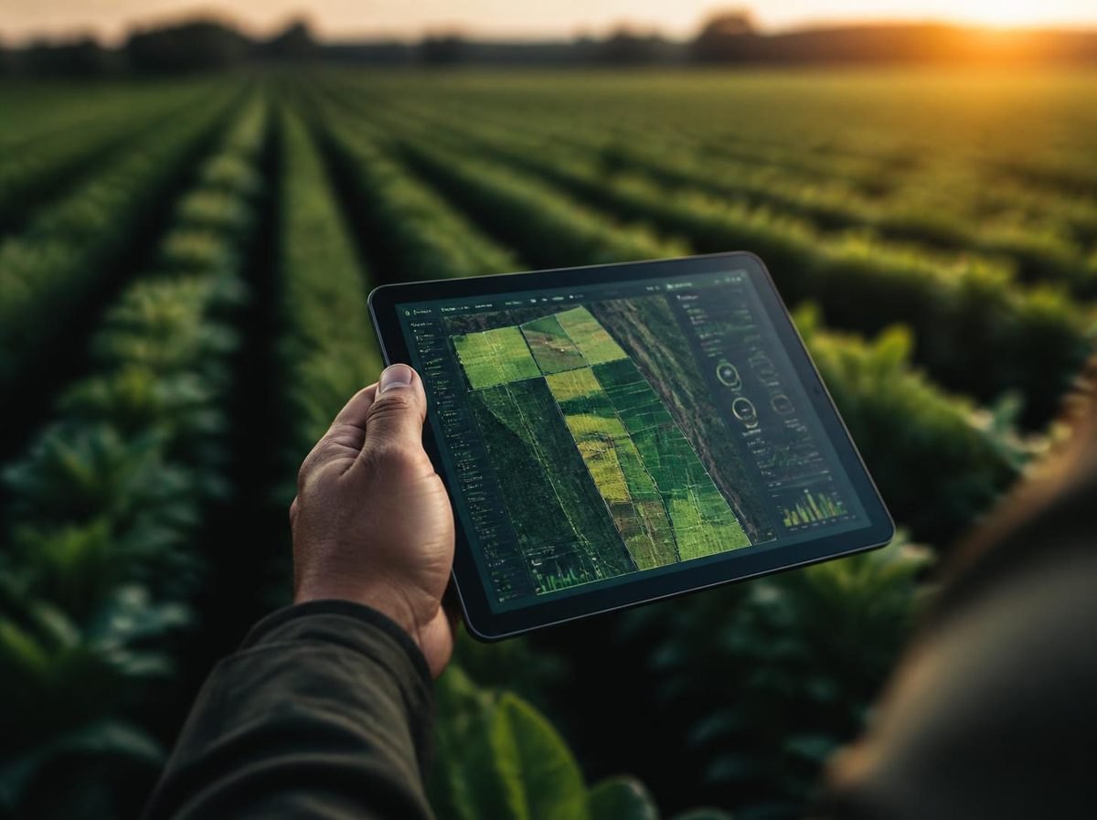 Tablet com mapa de campo