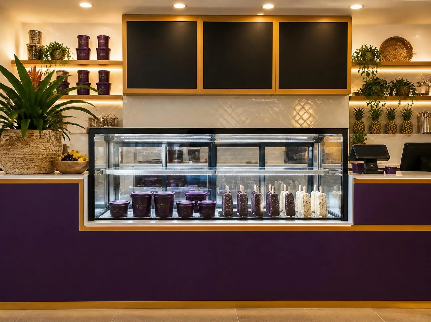 Balcão de loja de açaí