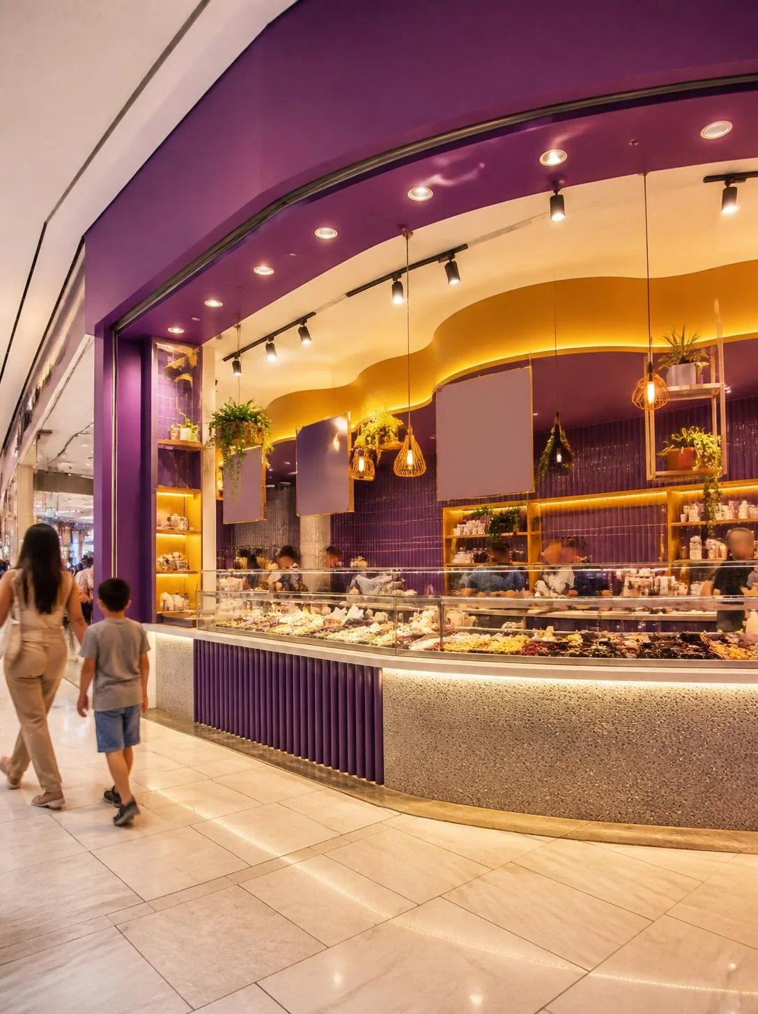 Loja de açaí em corredor de shopping