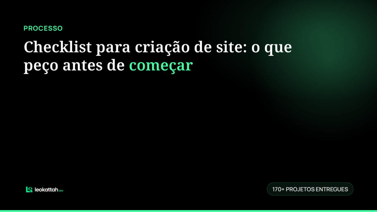 Checklist para criação de site: o que peço antes de começar