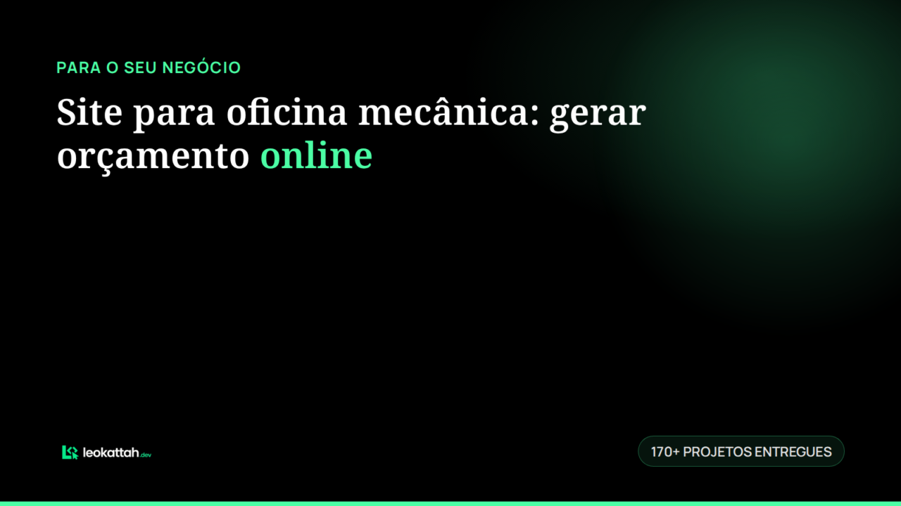 Site para oficina mecânica: gerar orçamento online
